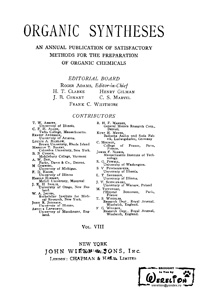 Organic syntheses. V. 8 — обложка книги.