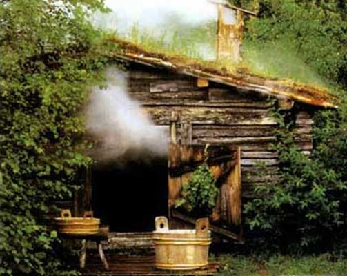 Фотография. Не кликабельно. Баня "по-черному" - самая первая баня.