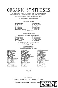 Organic syntheses. V. 25 — обложка книги.