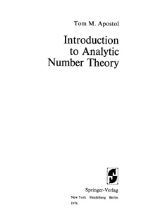 Introduction to Analytic Number Theory — обложка книги.