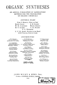 Organic syntheses. V. 11 — обложка книги.