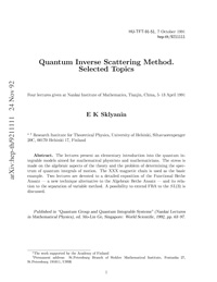 Quantum Inverse Scattering Method. Selected Topics — обложка книги.