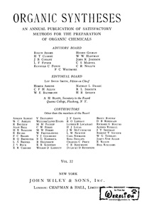 Organic syntheses. V. 22 — обложка книги.