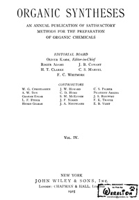 Organic syntheses. V. 4 — обложка книги.