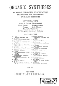 Organic syntheses. V. 9 — обложка книги.