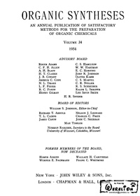 Organic syntheses. V. 34 — обложка книги.