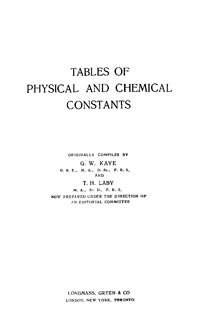 Tables of Physical and Chemical Constants — обложка книги.