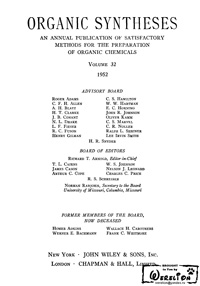Organic syntheses. V. 32 — обложка книги.