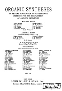 Organic syntheses. V. 23 — обложка книги.