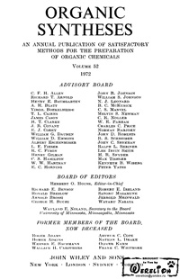 Organic syntheses. V. 52 — обложка книги.