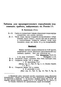 Таблица для предварительного определения подземных грибов, найденных в России — обложка книги.