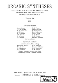 Organic syntheses. V. 30 — обложка книги.
