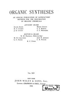 Organic syntheses. V. 14 — обложка книги.