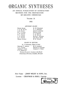 Organic syntheses. V. 31 — обложка книги.