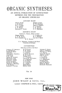 Organic syntheses. V. 24 — обложка книги.