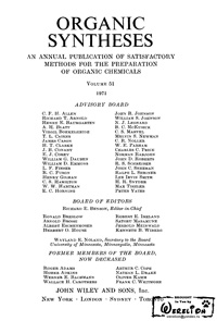 Organic syntheses. V. 51 — обложка книги.