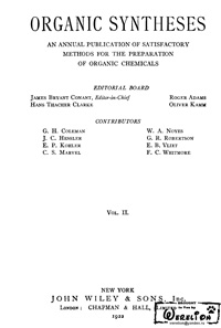 Organic syntheses. V. 2 — обложка книги.