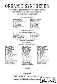 Organic syntheses. V. 27 — обложка книги.