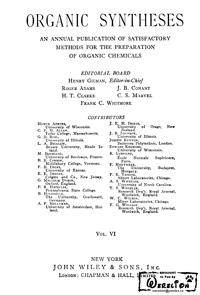 Organic syntheses. V. 6 — обложка книги.
