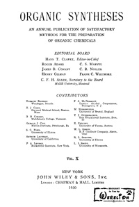 Organic syntheses. V. 10 — обложка книги.