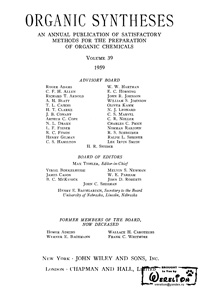 Organic syntheses. V. 39 — обложка книги.